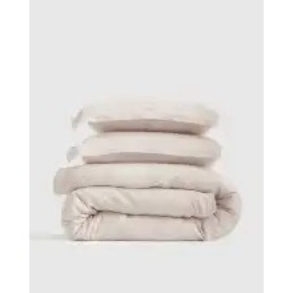 Quince 100% European Linen Double Flange Duvet Set Sand King/Cal 3PC Set -NEW- - Picture 5 of 8